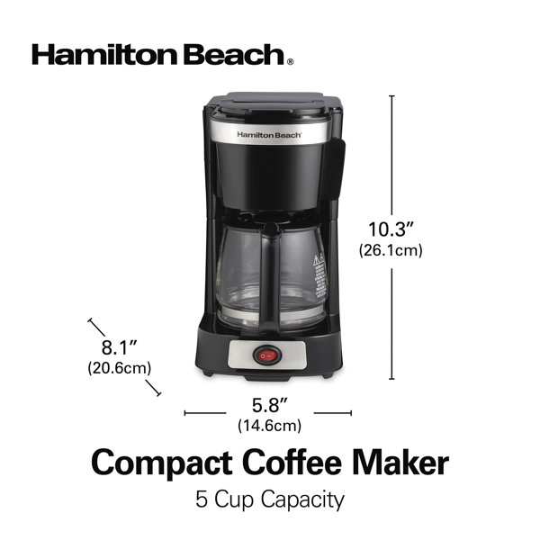 Hamilton Beach 5 Cup Compact Coffee Maker with Glass Carafe Reviews Wayfair